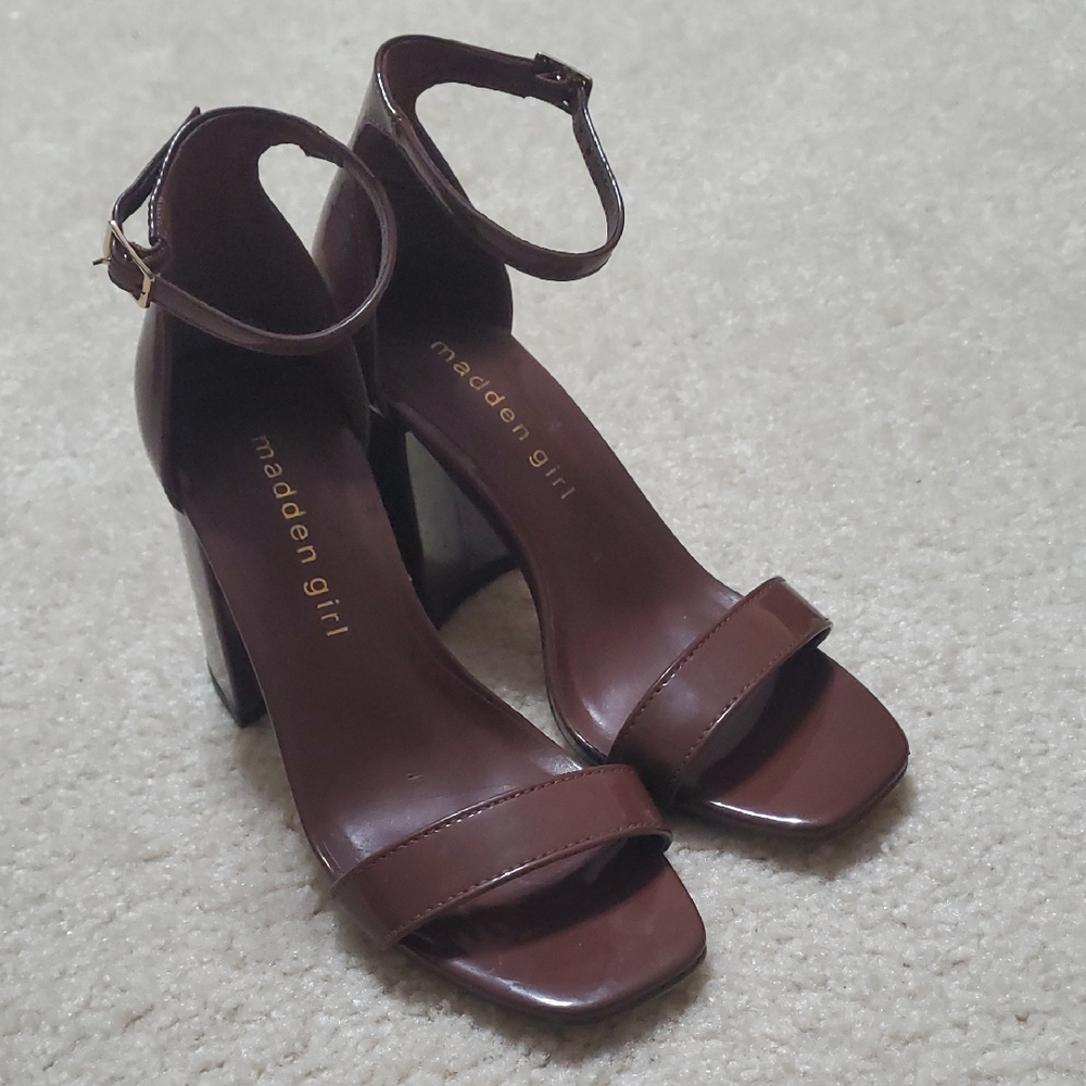Madden Girl Chocolate Ankle Strap Heels